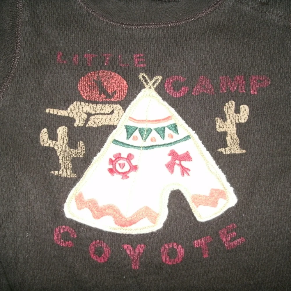 Gap Boys Bodysuit Brown Camp Tent 6-12 Months Elbow Patch Baby One Piece